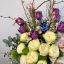 Elena Deluxe Mor Lale Beyaz Cymbidium