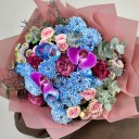 Blom Mavi Pembe Buket