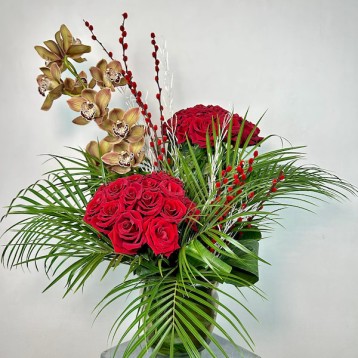 Red Roe Kırmızı Güller ve Cymbidium