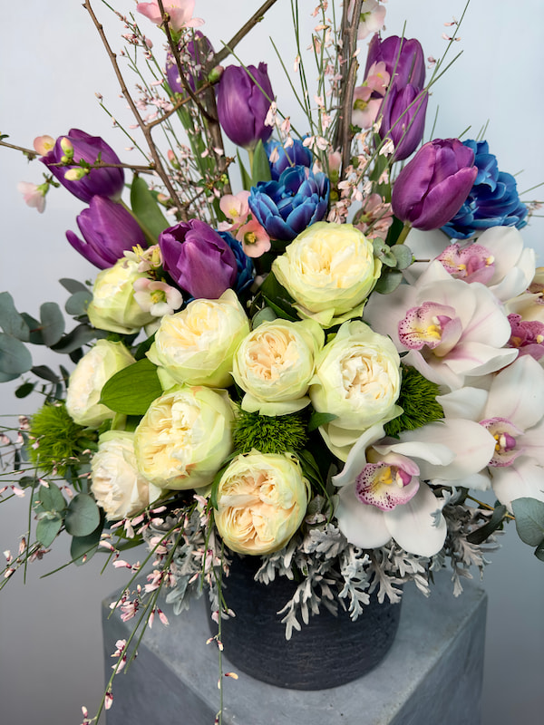 Elena Deluxe Mor Lale Beyaz Cymbidium