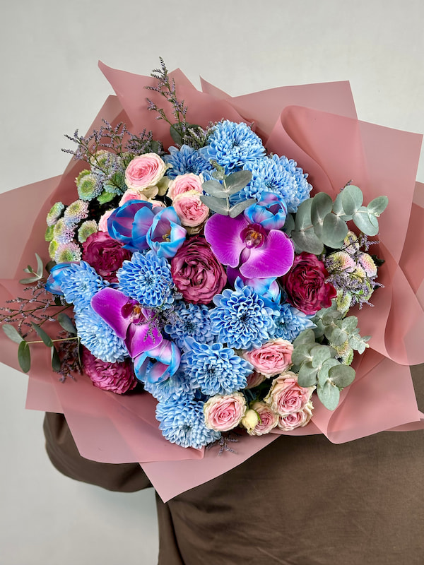 Blom Mavi Pembe Buket