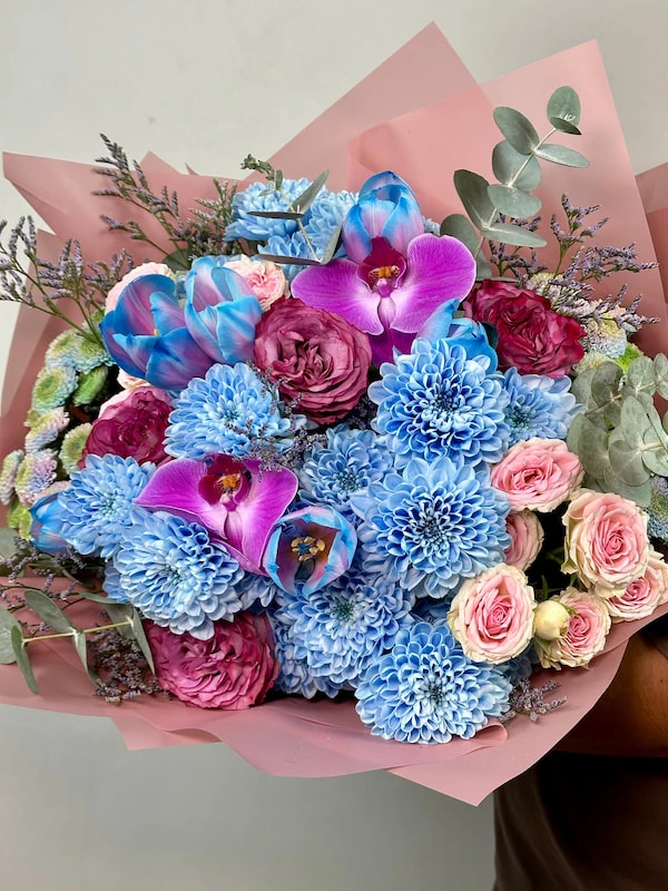 Blom Mavi Pembe Buket