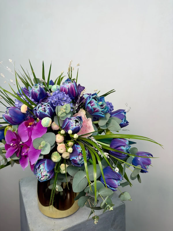 Gold Vazoda Kozmik Lale Fuşya Phalaenopsis